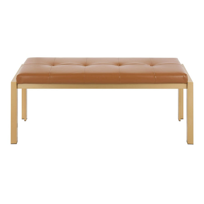 LumiSource Fuji Bench in Gold Metal/Camel PU