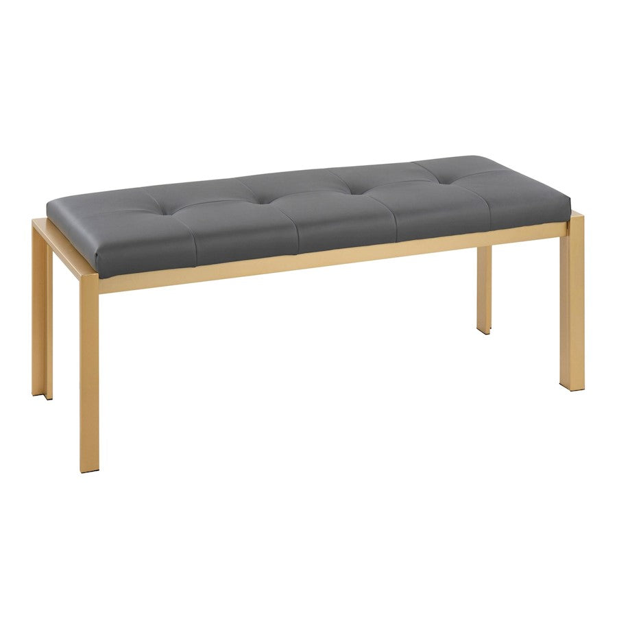 LumiSource Fuji Bench in Gold Metal/Grey PU - BC-FUJIAUGY