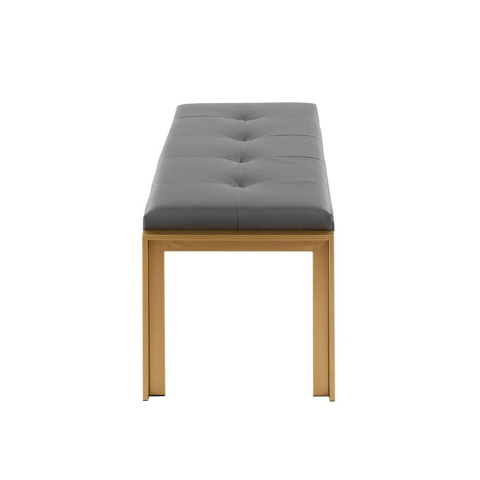 LumiSource Fuji Bench in Gold Metal/Grey PU