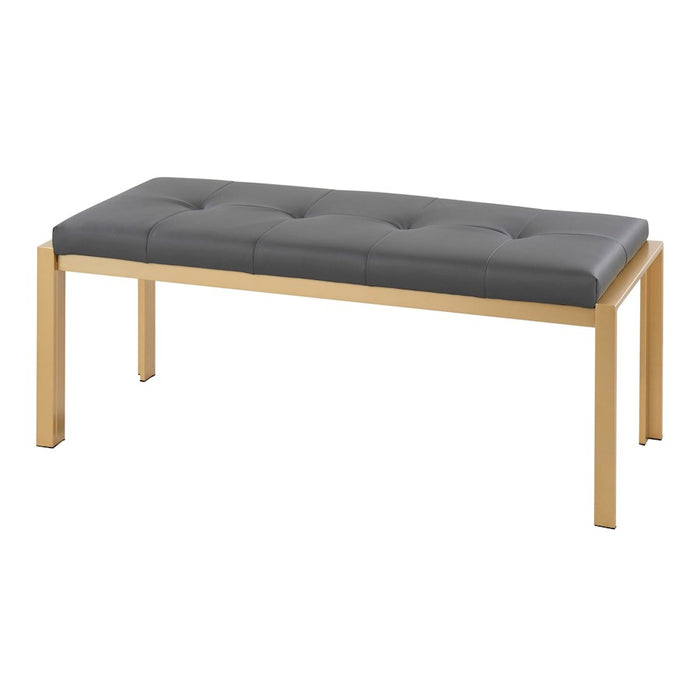 LumiSource Fuji Bench in Gold Metal/Grey PU
