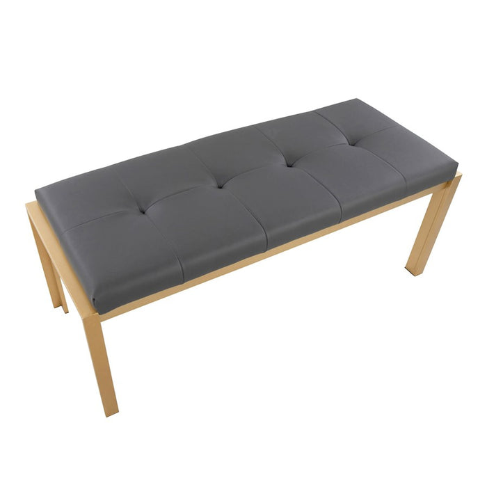 LumiSource Fuji Bench in Gold Metal/Grey PU