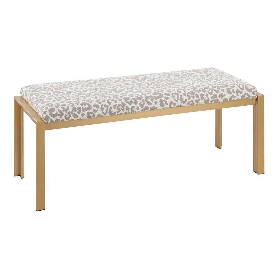 LumiSource Fuji Bench in Gold/Grey Leopard Fabric - BC-FUJIAUGYL