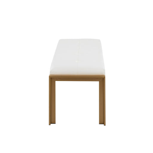 LumiSource Fuji Bench in Gold Metal/White PU