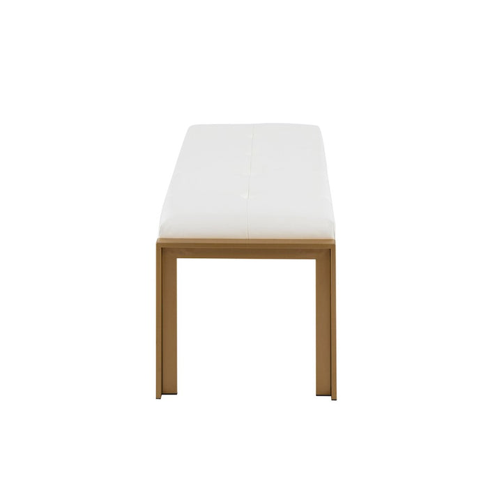 LumiSource Fuji Bench in Gold Metal/White PU