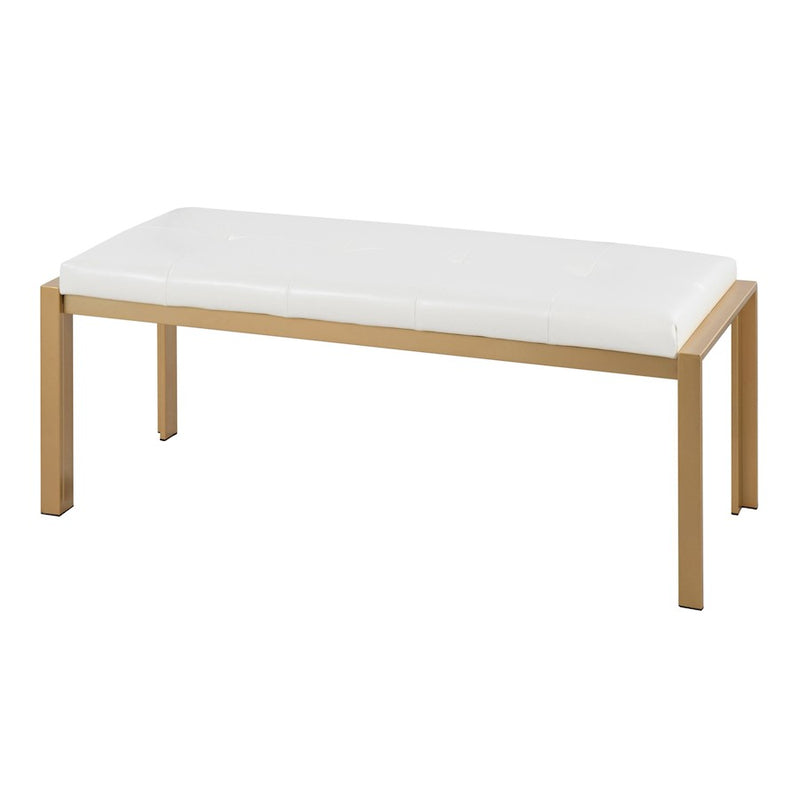 LumiSource Fuji Bench in Gold Metal/White PU
