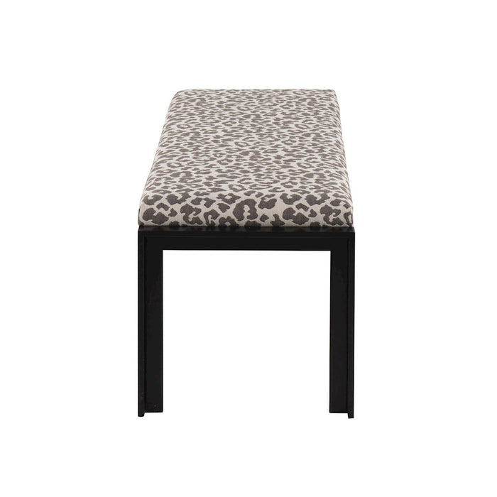 LumiSource Fuji Bench in Black Metal/Beige Leopard Fabric
