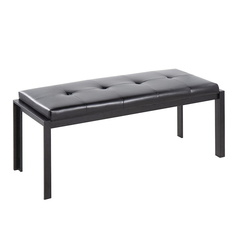 LumiSource Fuji Bench in Black Metal/Black PU - BC-FUJIBKBK