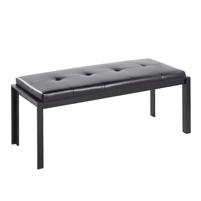 LumiSource Fuji Bench in Black Metal/Black PU - BC-FUJIBKBK