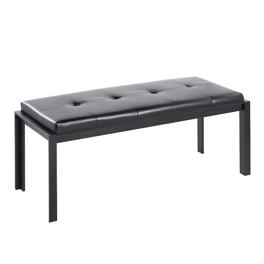 LumiSource Fuji Bench in Black Metal/Black PU - BC-FUJIBKBK
