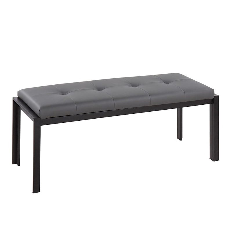 LumiSource Fuji Bench in Black Metal/Grey PU - BC-FUJIBKGRY