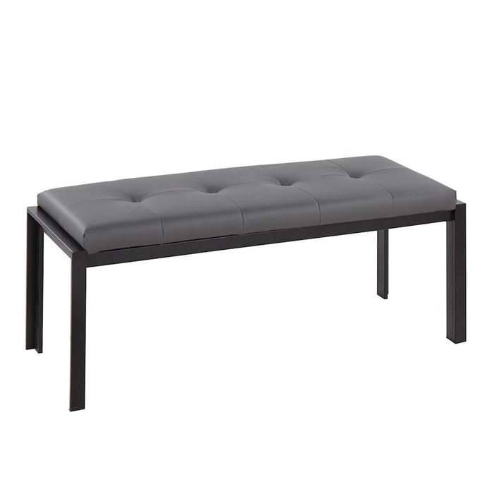 LumiSource Fuji Bench in Black Metal/Grey PU - BC-FUJIBKGRY