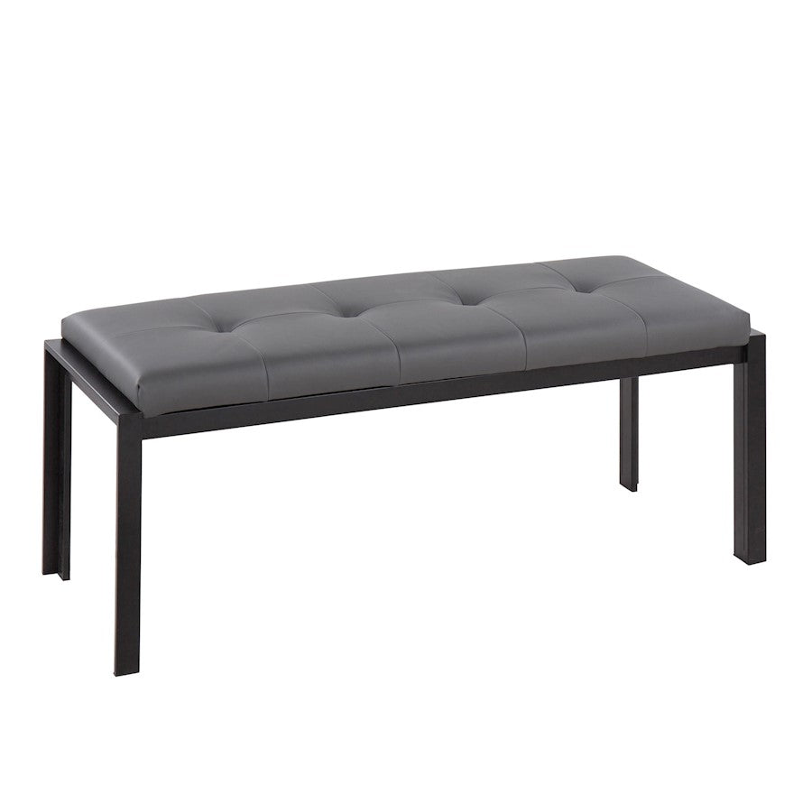 LumiSource Fuji Bench in Black Metal/Grey PU - BC-FUJIBKGRY