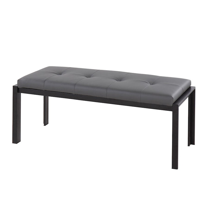 LumiSource Fuji Bench in Black Metal/Grey PU
