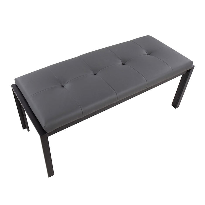 LumiSource Fuji Bench in Black Metal/Grey PU