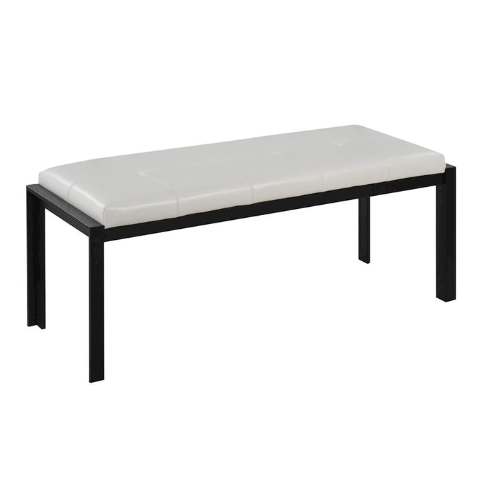 LumiSource Fuji Bench in Black Metal/White PU - BC-FUJIBKW