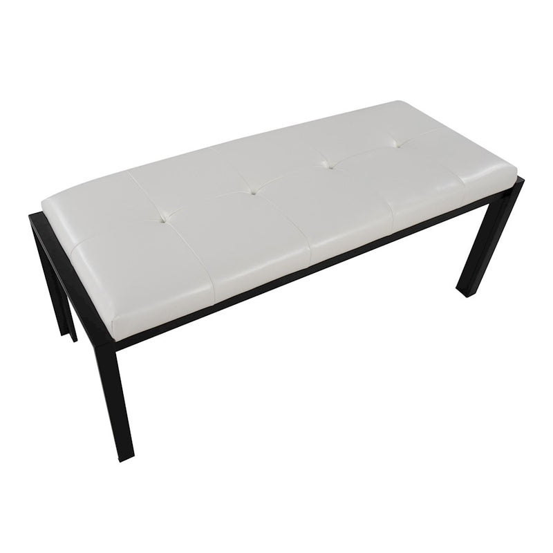 LumiSource Fuji Bench in Black Metal/White PU