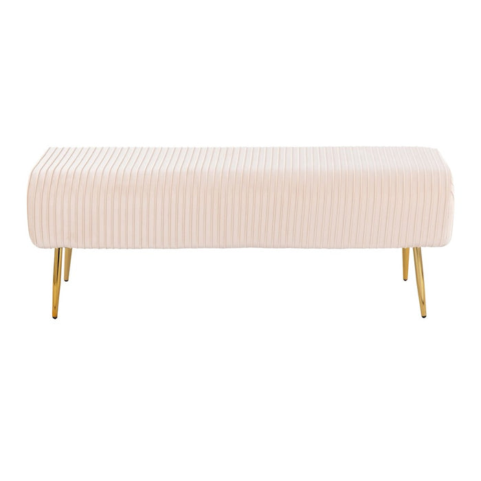 LumiSource Marla Pleated Bench in Gold Steel/Cream Velvet