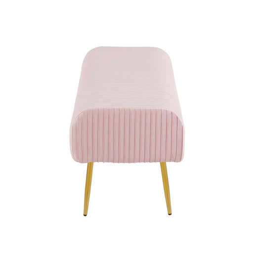LumiSource Marla Pleated Bench in Gold Steel/Pink Velvet