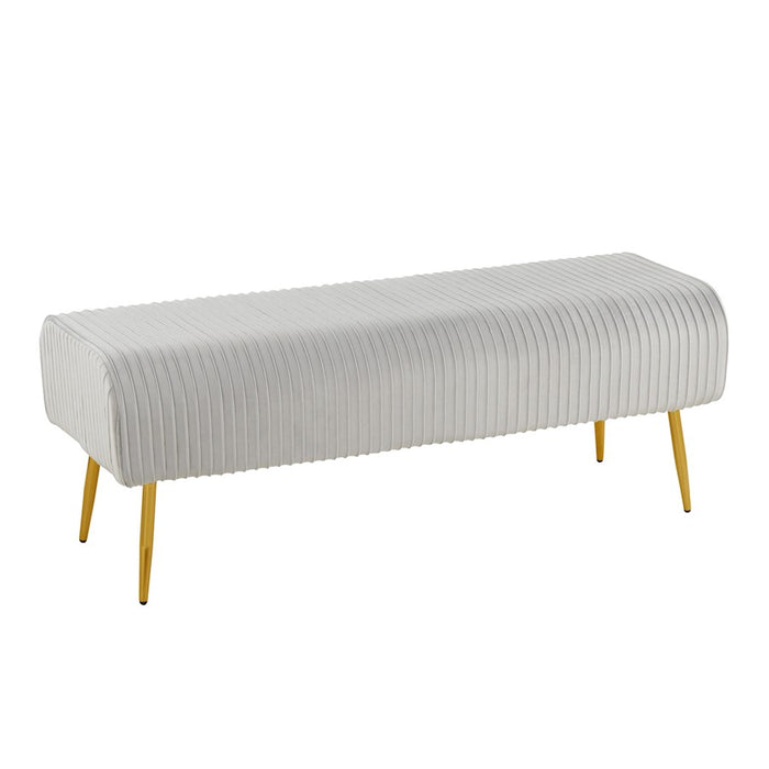 LumiSource Marla Pleated Bench in Gold Steel/Silver Velvet - BC-MARLAPLTAUVSV