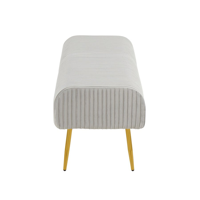 LumiSource Marla Pleated Bench in Gold Steel/Silver Velvet