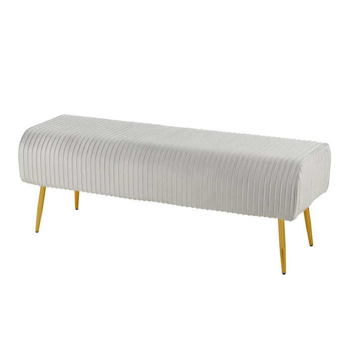 LumiSource Marla Pleated Bench in Gold Steel/Silver Velvet
