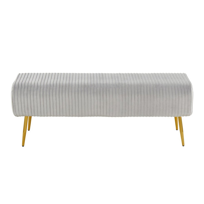 LumiSource Marla Pleated Bench in Gold Steel/Silver Velvet