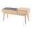 LumiSource Telephone Bench in Natural Wood/Grey Fabric