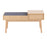 LumiSource Telephone Bench in Natural Wood/Grey Fabric