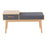 LumiSource Telephone Bench in Natural Wood/Grey Fabric