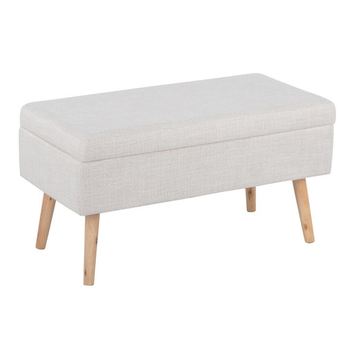 LumiSource Storage Bench in Natural Wood/Beige Fabric - BC-STORAGENABG