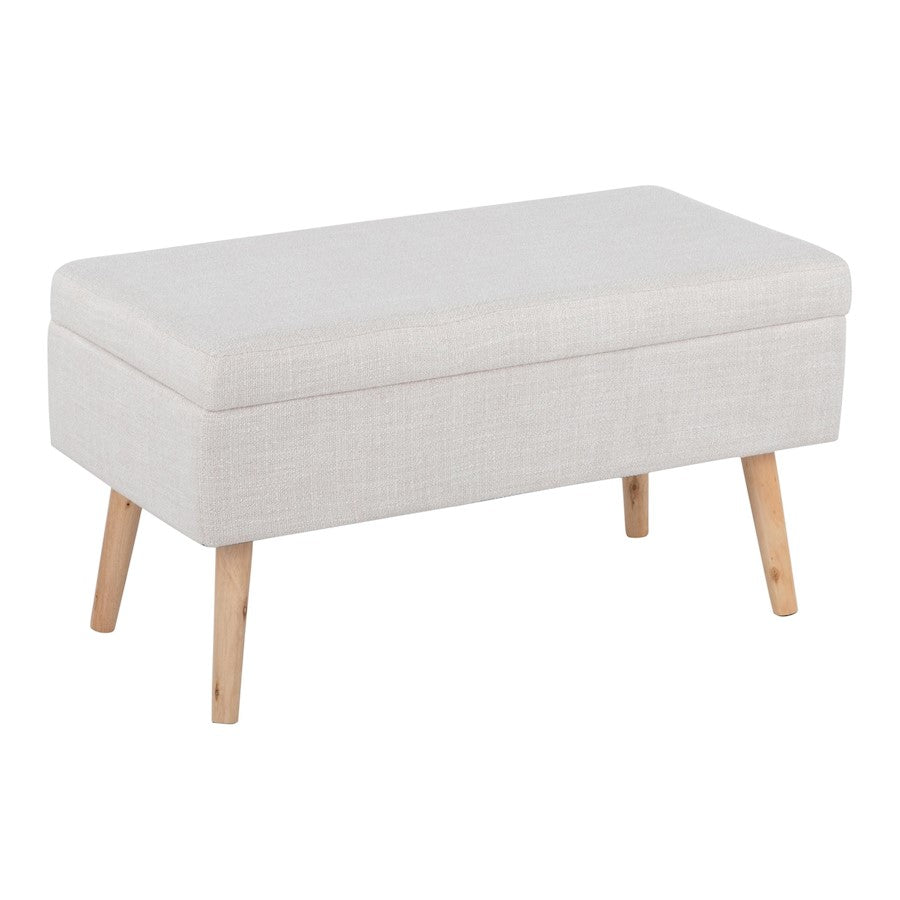 LumiSource Storage Bench in Natural Wood/Beige Fabric - BC-STORAGENABG
