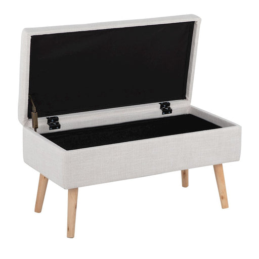 LumiSource Storage Bench in Natural Wood/Beige Fabric