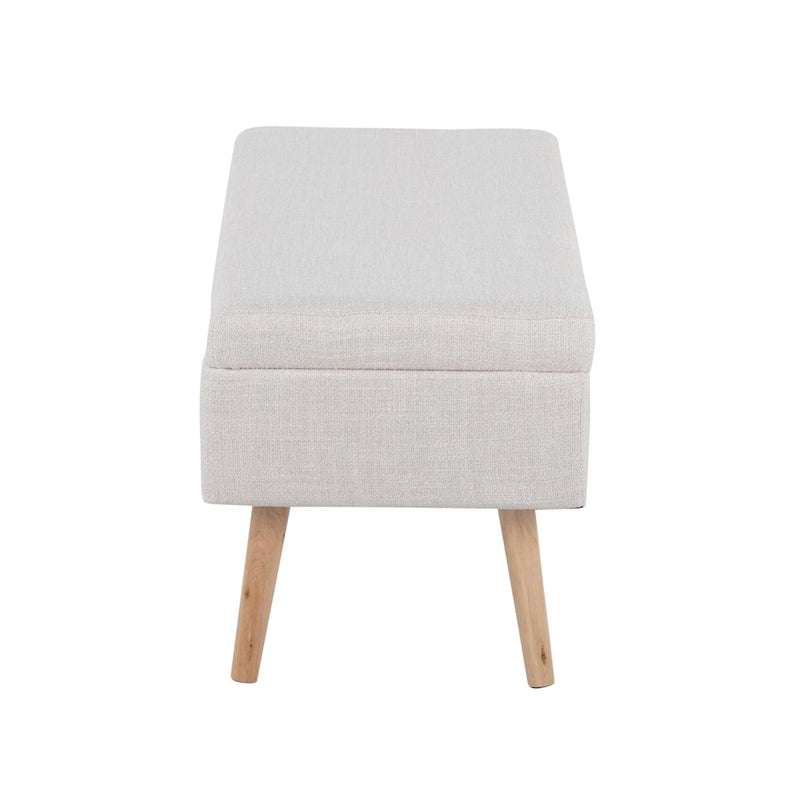 LumiSource Storage Bench in Natural Wood/Beige Fabric