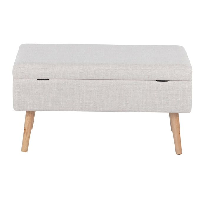 LumiSource Storage Bench in Natural Wood/Beige Fabric