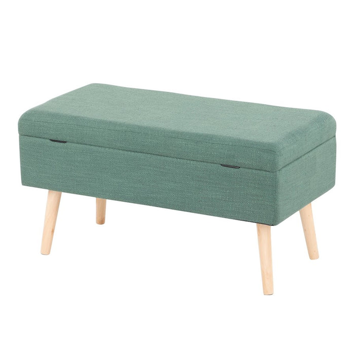 LumiSource Storage Bench in Natural Wood/Green Fabric