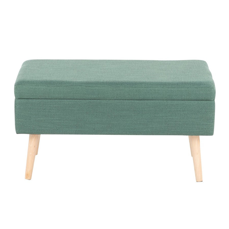 LumiSource Storage Bench in Natural Wood/Green Fabric