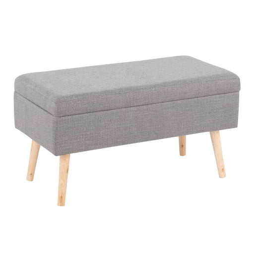 LumiSource Storage Bench in Natural Wood/Grey Fabric - BC-STORAGENAGY