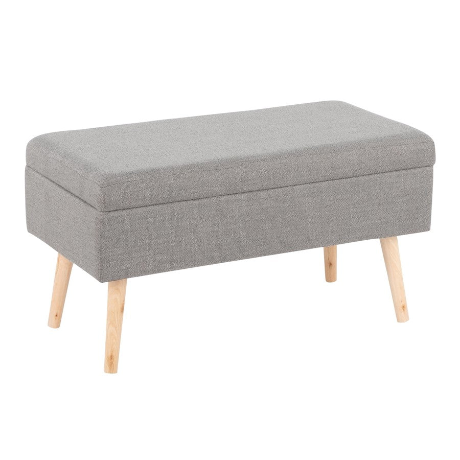 LumiSource Storage Bench in Natural Wood/Grey Fabric - BC-STORAGENAGY