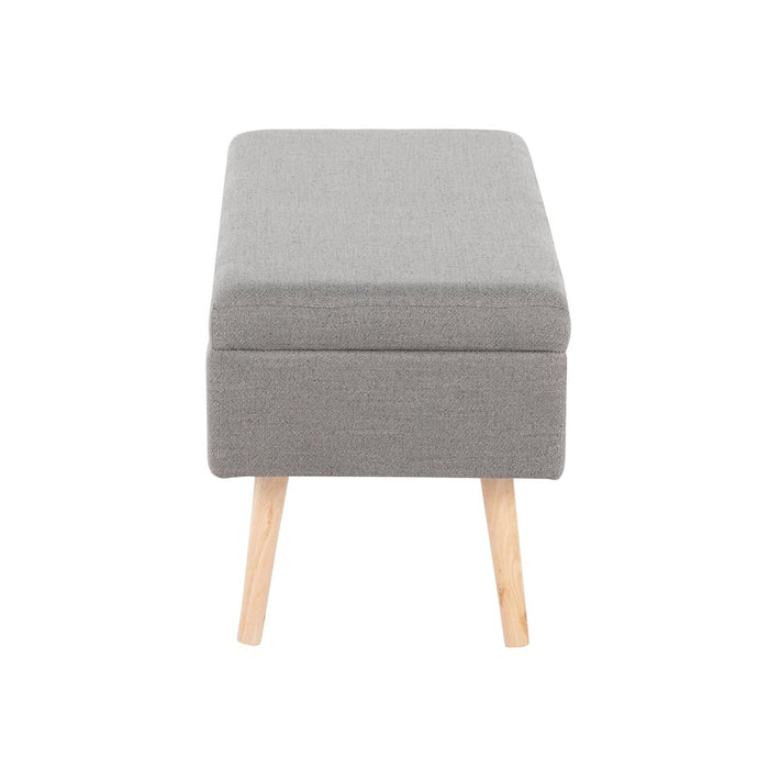 LumiSource Storage Bench in Natural Wood/Grey Fabric