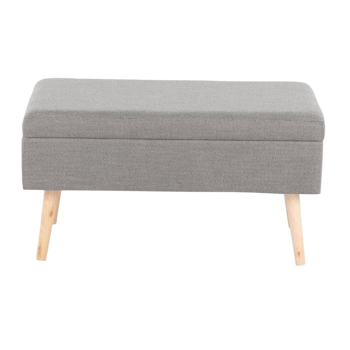 LumiSource Storage Bench in Natural Wood/Grey Fabric
