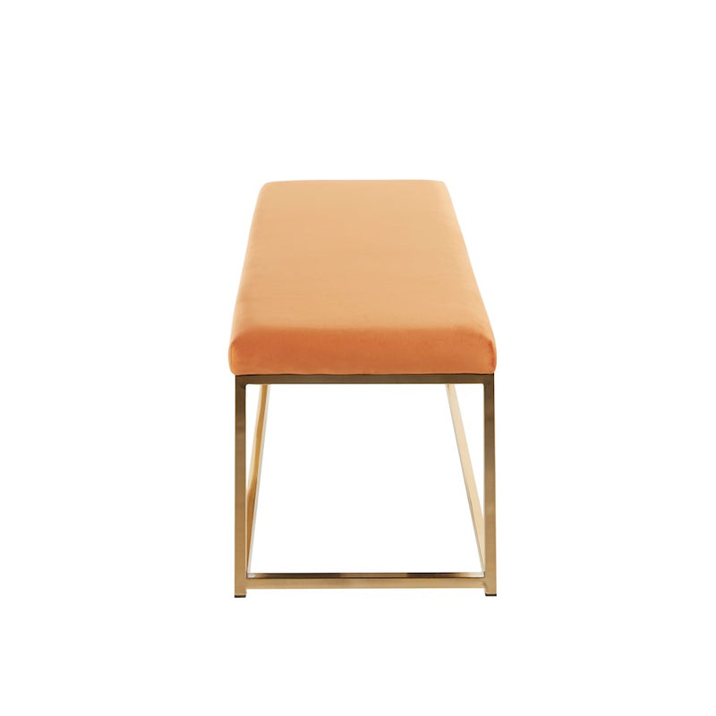 LumiSource Zenn Bench, Gold Metal/Orange Velvet