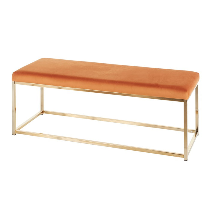 LumiSource Zenn Bench, Gold Metal/Orange Velvet