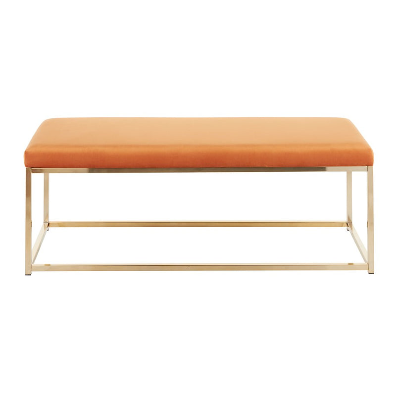 LumiSource Zenn Bench, Gold Metal/Orange Velvet