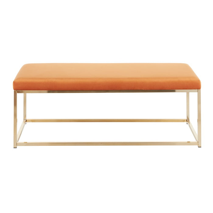 LumiSource Zenn Bench, Gold Metal/Orange Velvet