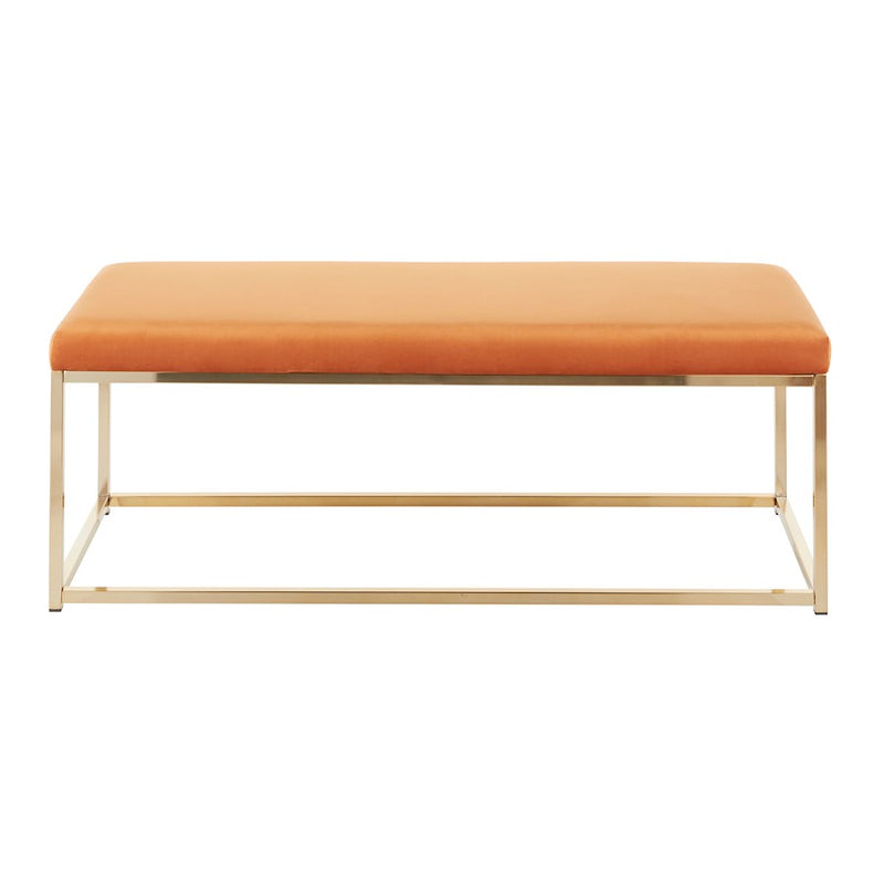LumiSource Zenn Bench, Gold Metal/Orange Velvet