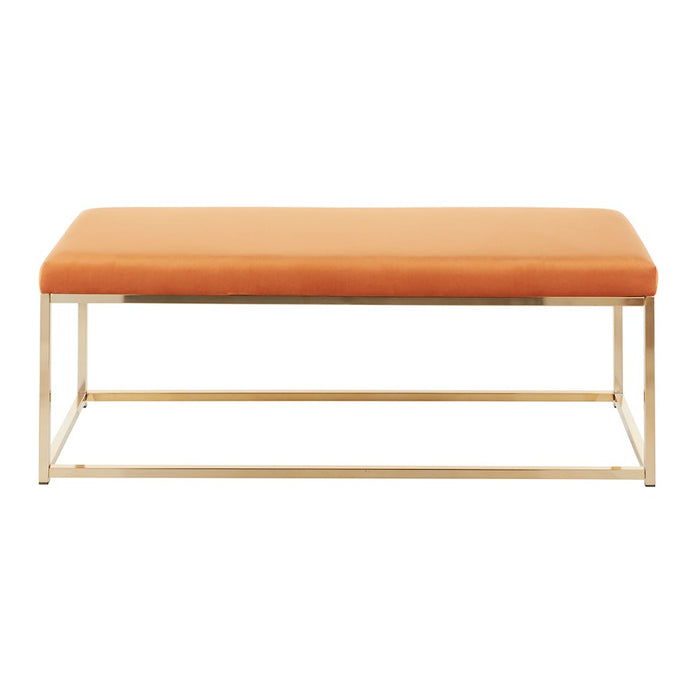 LumiSource Zenn Bench, Gold Metal/Orange Velvet