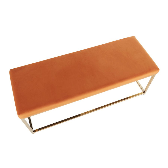 LumiSource Zenn Bench, Gold Metal/Orange Velvet