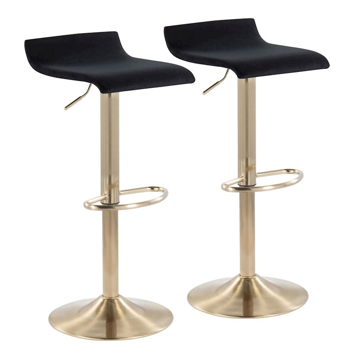 LumiSource Ale Barstool, Set of 2 in Gold Steel/Black Velvet - BS-ALEAUVBK2
