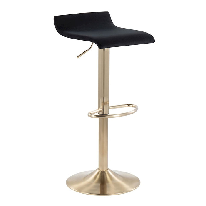 LumiSource Ale Barstool, Set of 2 in Gold Steel/Black Velvet