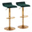 LumiSource Ale Barstool, Set of 2 in Gold Steel/Green Velvet - BS-ALEAUVGN2